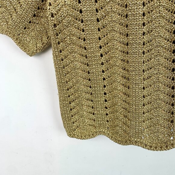 Gucci Metallic Gold Crochet Knit Short-Sleeve Top - Picture 4 of 8